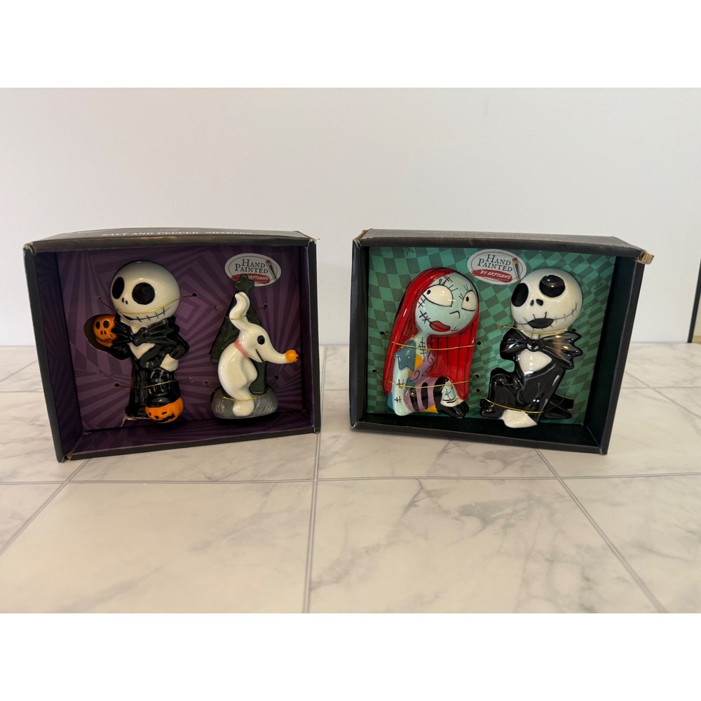 Disney Nightmare Before Christmas Salt and Pepper Shakers Jack Sally Zero Set